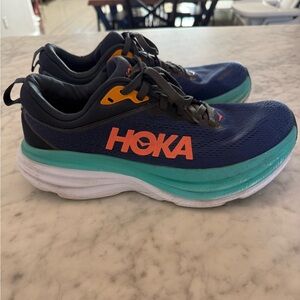 HOKA Bondi 8 Women’s Blue and Teal Running Shoes Size 8
